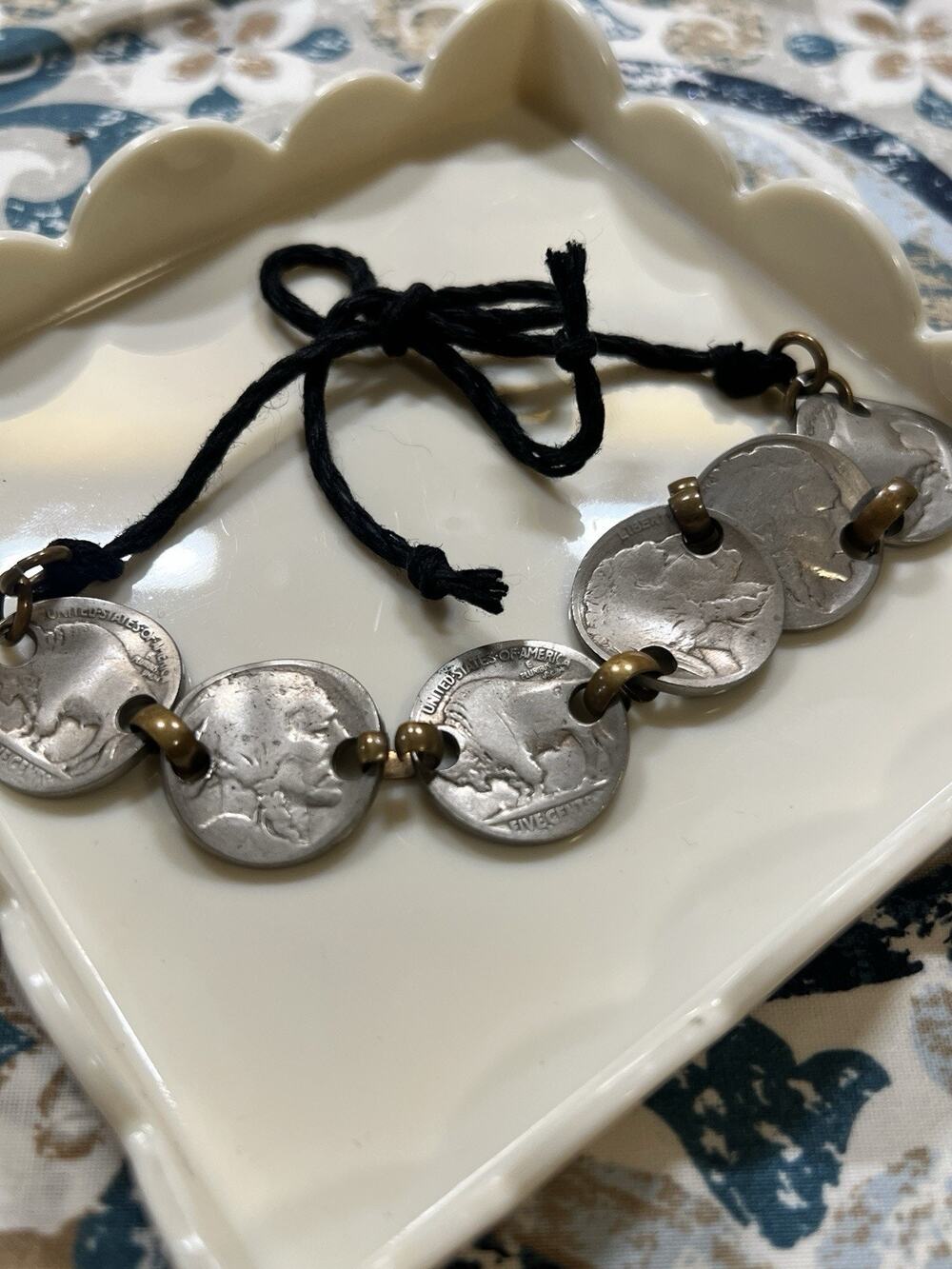 Vintage Buffalo Nickel Coin Bracelet Anklet 6 Indian Head Coins Handmade Boho
